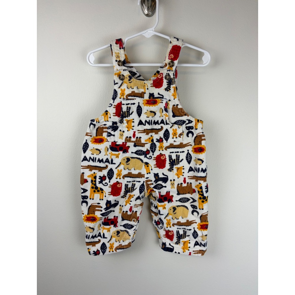 Little Lambs Overalls 6-9M White Animal ABC Zoo Vintage Corduroy Safari Retro
